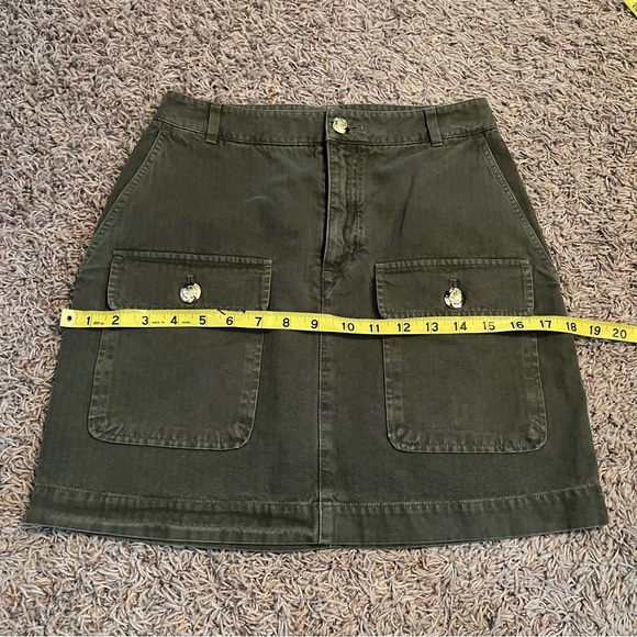 ANINE BING Aliza Mini Skirt in Army Green Sz XS Logo Buttons Like New Luxury - Picture 13 of 15